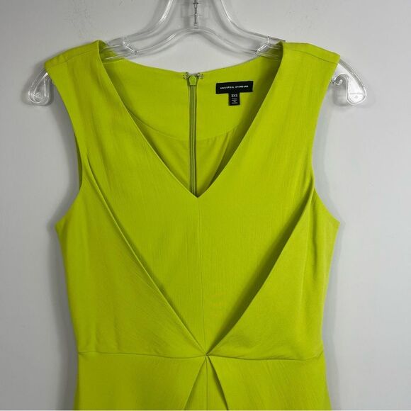 Universal Standard Raven Fitted V-neck Sleeveless Dress Lime Highlighter Green 4 - Picture 10 of 16